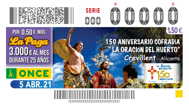Presentación cupón "150 Aniversario de la Cofradía La Oración del Huerto de Crevillente, Alicante"