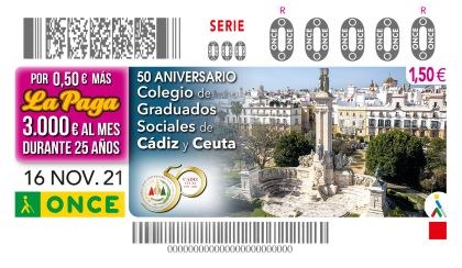 Presentación cupón dedicado al "50 Aniversario Colegio Oficial Graduados Sociales de Cádiz y Ceuta"..