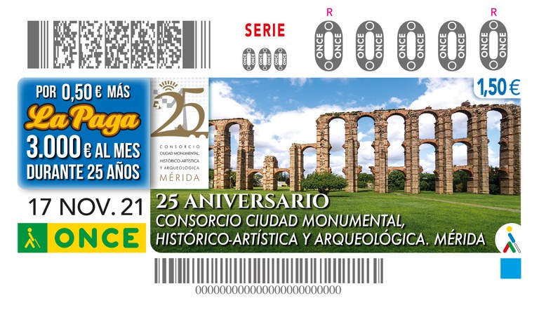 Presentación del cupón de la ONCE dedicado al 25º Aniversario del Consorcio Ciudad Monumental, Histórico-Artística y Arqueológica de Mérida