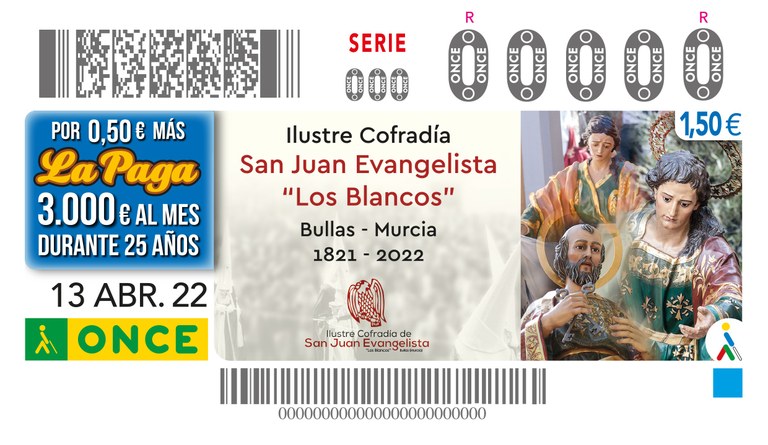 Murcia. Presentación cupón de la Ilustre Cofradía San Juan Evagelista "Los Blancos" Bullas