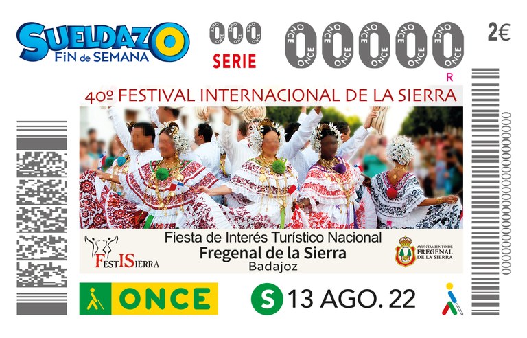 Presentación del cupón de la ONCE dedicado a la 40 º Edición de "Festisierra", Festival Internacional de la Sierra, en Fregenal de la Sierra (Badajoz)