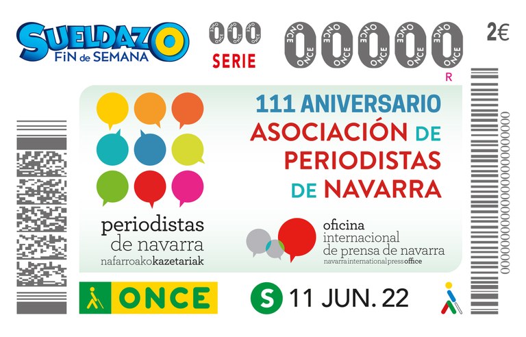 imagen cupón enmarcado dedicado al 111º Aniversario de la Asociación de Periodistas de Navarra