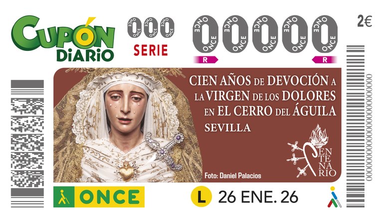 Imagen del cupón dedicado a la Virgen de los Dolores
