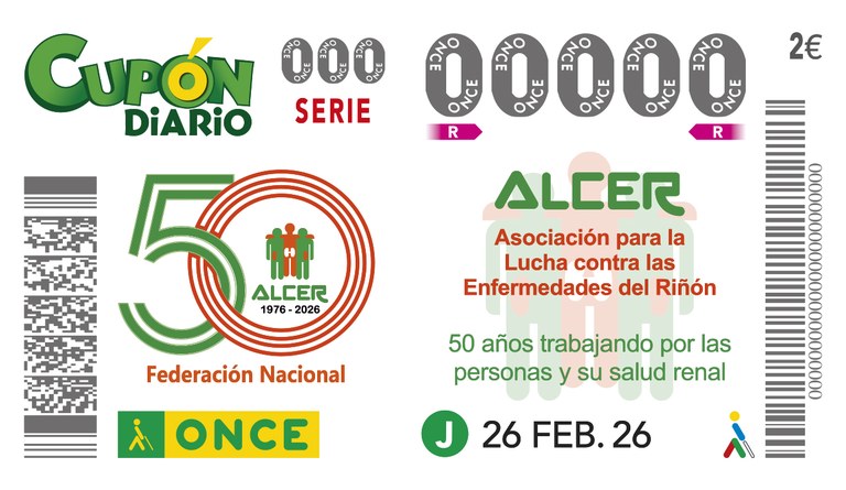 Imagen cupón conmemorativo al 50º aniversario de la asociación de ALCER