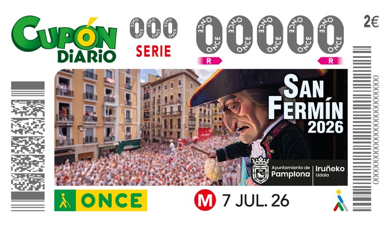 Imagen del cupón conmemorativo a San Fermín 2026