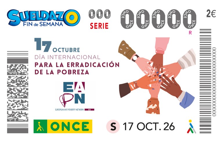 Presentación de cupón motivo "Día Internacional para la Erradicación de la Pobreza"